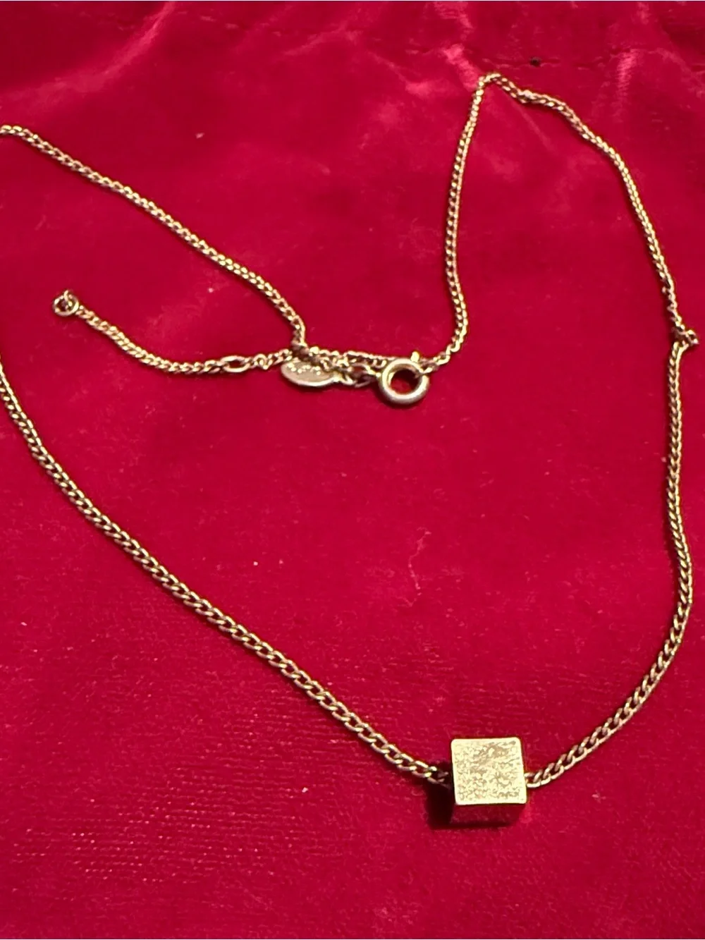 Avon Gold Single Cube Pendant Necklace - Women's Minimalist Jewelry